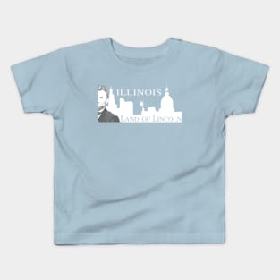 Illinois License Plate Inspired With Abe Lincoln In Chicago City Skyline Kids T-Shirt